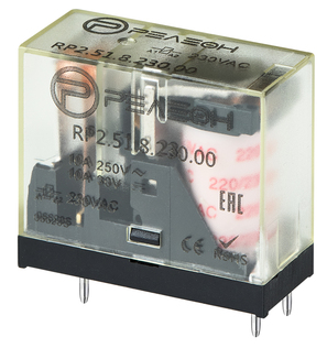Миниатюрное промежуточное реле; 1 перекидной контакт 10А (~ 230В AC)