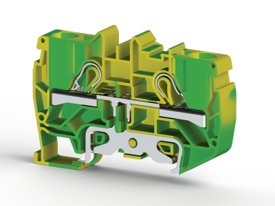 Клеммник пружинный быстрозажимной (Push in), 10 мм.кв., (земля); PYK10T
