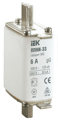 Плавкая вставка предохранителя ППНИ-33, габарит 00С, 6А