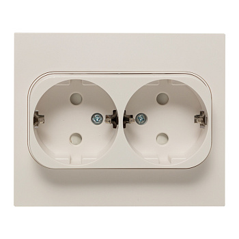 Стокгольм Розетка 2-местная с/з 16А белая с защ. штор. EKF PROxima