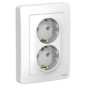 BLANCA С/У РОЗЕТКА двойная с заземлением без шторок, 16А, 250В, БЕЛЫЙ
