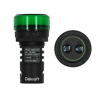 Лампа комм. ADDS D22 LED зел. 220В AC/DC ЛK-22