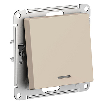 ATLASDESIGN 1-кл ПЕРЕКЛЮЧАТЕЛЬ с подсветкой, сх.6а, 10АХ, механизам, ПЕСОЧНЫЙ