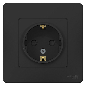 BLANCA С/У РОЗЕТКА с заземлением со шторками, 16А, 250В, АНТРАЦИТ