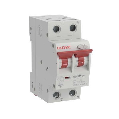 Автоматический выключатель дифференциального тока YON max типа MDR, 1P+N, 30mA, 25A, хар-ка C, 6kA, тип А