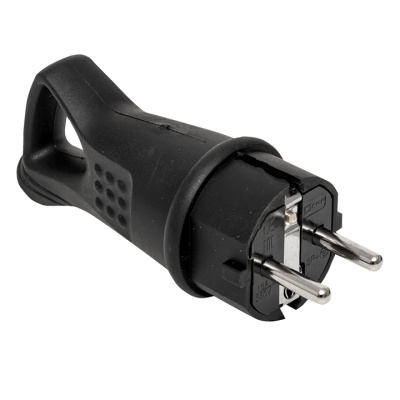 Вилка угловая каучуковая с кольцом 230В 2P+PE 16A IP44 EKF Марс