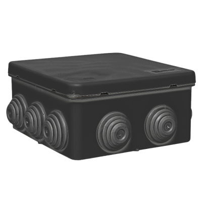 Коробка распределительная КМР-030-014 с крышкой (100х100х50), 10 мембр. вводов чёрная IP55 EKF