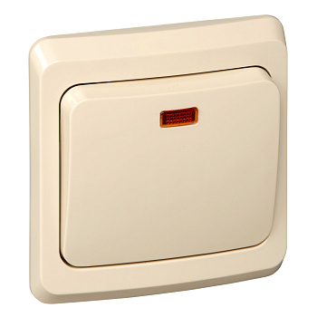 ЭТЮД С/У 1-клавишный ПЕРЕКЛЮЧАТЕЛЬ с подсветкой 10 АХ,КРЕМОВЫЙ, Россия