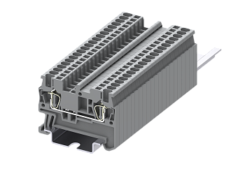 Клемма на DIN-рейку пружин. 1.5 мм2 2 конт. проходная серая