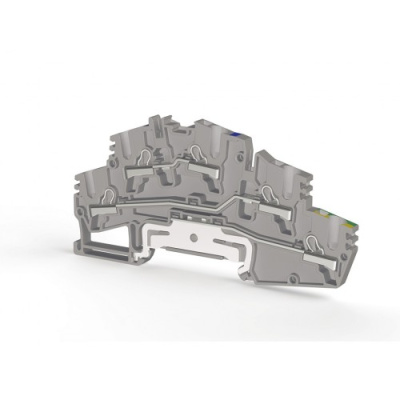 Клеммник двух ярусныйпружинный быстрозажимной (Push in), 2,5 мм.кв.; PYK 2.5_M2F (Синий)