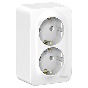 BLANCA О/У РОЗЕТКА двойная с заземлением со шторками, 16А, 250В, БЕЛЫЙ