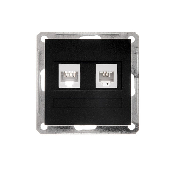 W59 РОЗЕТКА двойная RJ11+RJ45, 160В, 1А, кат.5Е, механизм, ЧЕРНЫЙ БАРХАТ