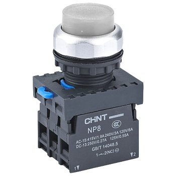 Кнопка управления NP8-11GND/1 1НО+1НЗ белая AC110В-220В(LED) IP65 (R)(CHINT)