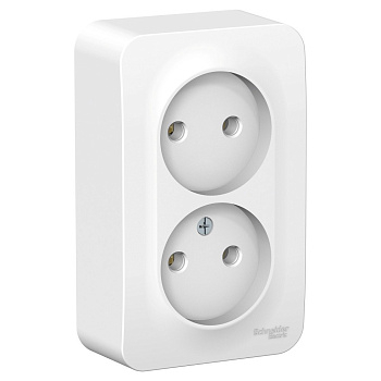 BLANCA О/У РОЗЕТКА двойная без зазем. без штор., МЕТАЛ.ПЛ., 16А, 250В, БЕЛЫЙ