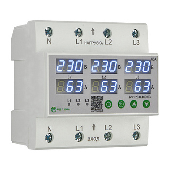 Реле контроля напряжения и тока 3L (~400В AC) 63А