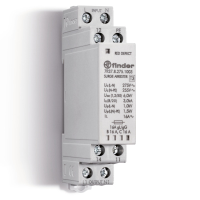 Устройство защиты от импульсных перенапряжений УЗИП тип 3 (1 варистор + 1 искровый разрядник); модульный,