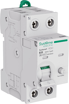 Systeme9 Авт. выкл. диф. тока (АВДТ) 1P+N B 20A 6kA 30мА Тип-A 230В