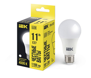Лампа LED A60 шар 11Вт 230В 4000К E27 IEK