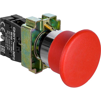 Кнопка управления "Грибок" Φ40мм（2）с самовозвратом NP2-BC42 без подсветки красная 1НЗ IP40 (CHINT)